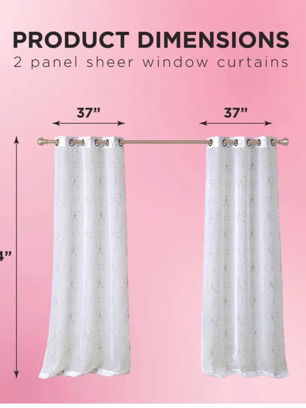 Sheer White Bow-Pattern Window Curtain Panel - Home Accents
